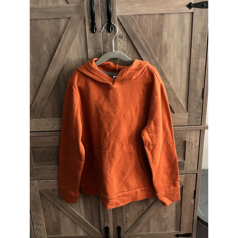 Old Navy Boys M 8 Burnt Orange Stretch Fleece Pullover Hoodie Sweatshirt